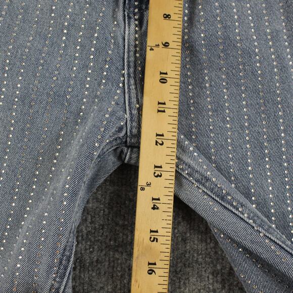 Maniere De Voir Jeans 4 Rhinestone High Rise Straight Leg Blue Denim Sexy - Picture 12 of 16